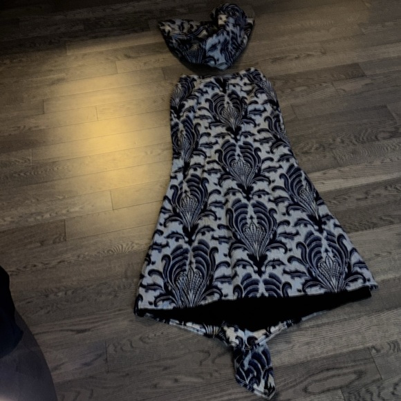 Vintage Luxury jacquard floral pattern Ankara print Fish tail maxi skirt Sz S - Picture 3 of 17